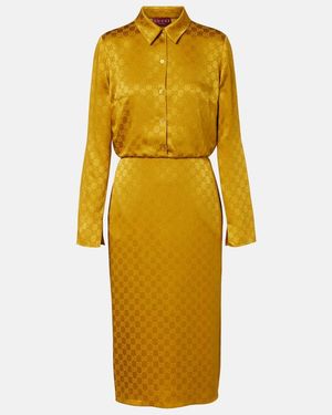 Gucci Gg Jacquard Shirt Dress - Yellow