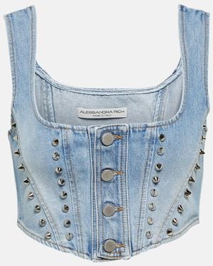 Alessandra Rich Denim Crop Top - Blue
