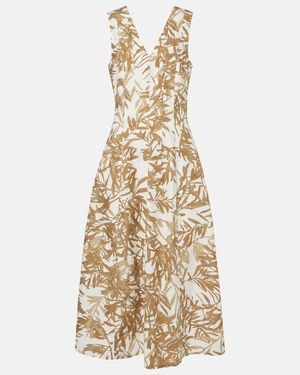 Brunello Cucinelli Printed Cotton Maxi Dress - Metallic