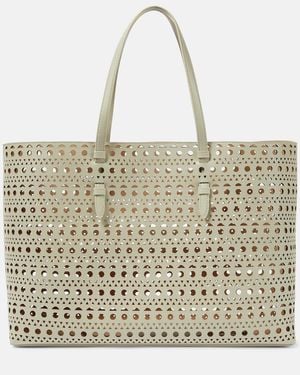 Alaïa Mina 44 Vienne Wave Leather Tote Bag - Metallic