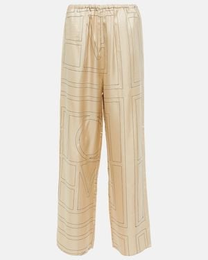 TOTEME Silk Monogram Trousers - Natural