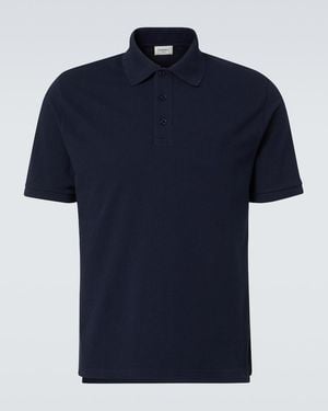 Saint Laurent Cotton-Blend Polo Shirt - Blue