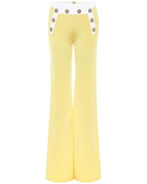 Balmain High-Rise Knit Flared Pants - Yellow