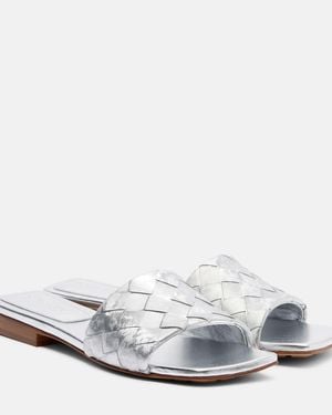 Bottega Veneta Parco Intrecciato Leather Mules - White