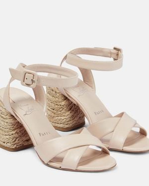 Christian Louboutin Mariza 85 Leather Espadrilles Sandals - Natural