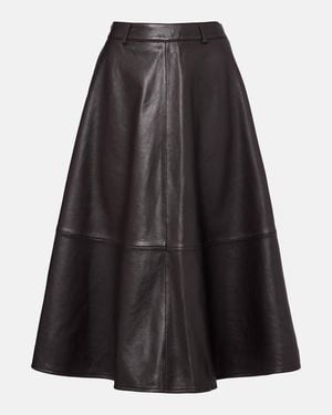 Frankie Shop Savil Leather Midi Skirt - Black