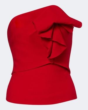Roland Mouret Ruffled Wool And Silk Cady Corset - Red