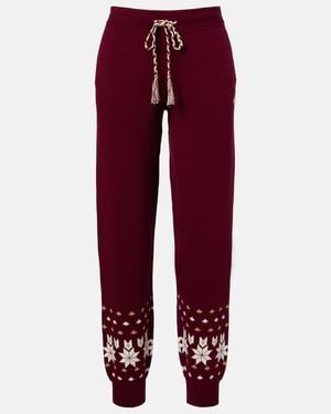 The Upside Knitted Cotton-Blend Joggers - Red