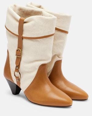 Isabel Marant Darner 55 Leather-Trimmed Ankle Boots - Brown