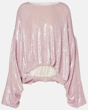 Dries Van Noten Sequined Gathered Blouse - Pink