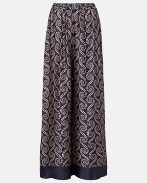 Faithfull the Brand Jensen Printed Satin Wide-Leg Trousers - Blue