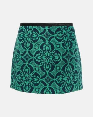 Marine Serre Jacquard High-rise Cotton Miniskirt - Green