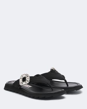 Roger Vivier Slidy Viv' Embellished Thong Sandals - Black