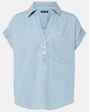 Veronica Beard Top Almera Aus Baumwollchambray - Blau