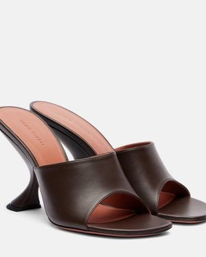 AMINA MUADDI Leather Taylor Heeled Mules 90 - Brown