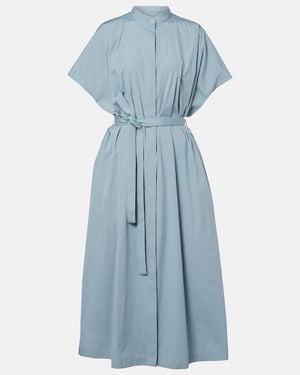 Jil Sander Belted Cotton Poplin Shirt Dress - Blue