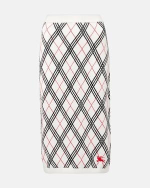 Burberry Midirock Argyle Aus Baumwolle - Weiß