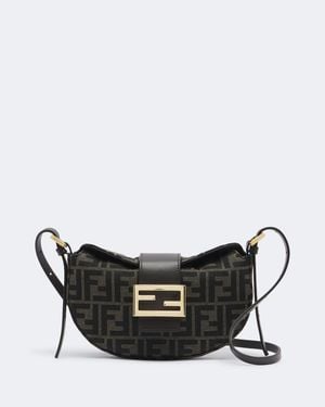 Fendi Croissant Ff Zucca Shoulder Bag - Black