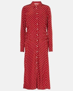 Veronica Beard Lex Polka-dot Dress Brick Red Ecru