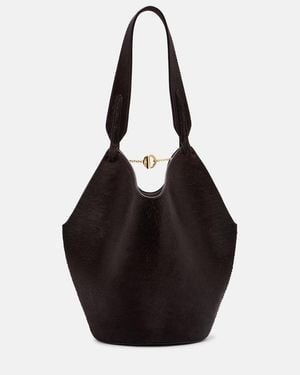 KHAITE Lotus Mini Calf Hair Tote Bag - Black