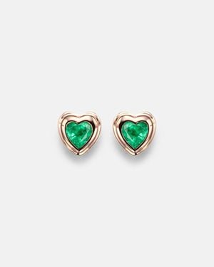 SHAY 18Kt Rose Earrings With Emeralds - Green