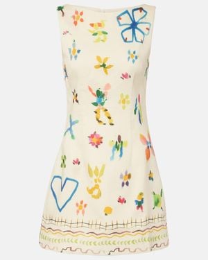 ALÉMAIS Sidi Floral Linen-Blend Minidress - Metallic