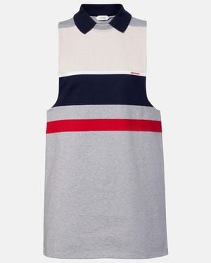 Versace Striped Cotton Jersey Polo Dress - White