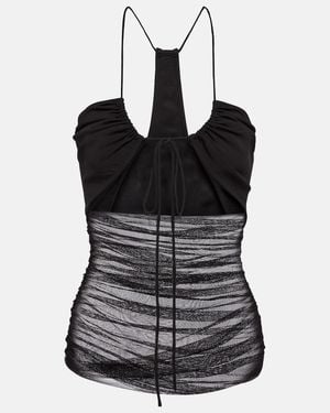Christopher Esber Cutout Silk Tulle Halterneck Top - Black