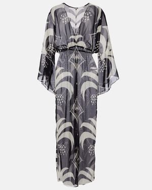 Johanna Ortiz Printed Sheer Beach Cover-Up - Gray