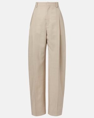 Wardrobe NYC Mid-Rise Wool Straight Trousers - Natural