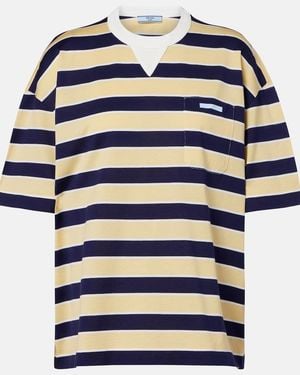 Prada T-Shirt Aus Baumwoll-Jersey - Blau