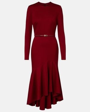 Elie Saab Belted Tiered Midi Dress