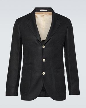 Brunello Cucinelli Linen, Wool, And Silk Blazer - Black