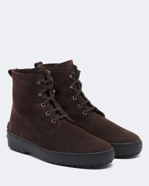 Tod's Schnuerstiefel Gommino Aus Veloursleder - Braun