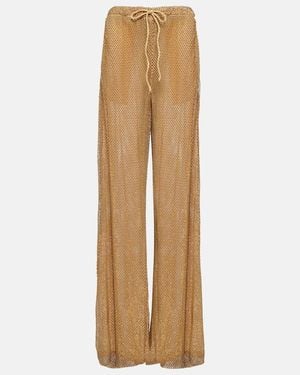 LAQUAN SMITH Sequin-Embellished Trousers - Natural