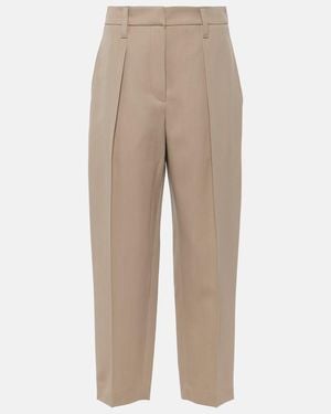 Brunello Cucinelli Wool-Blend Straight Trousers - Natural