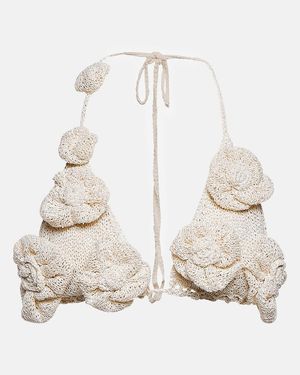 Magda Butrym Floral Crochet Bra Top - Natural