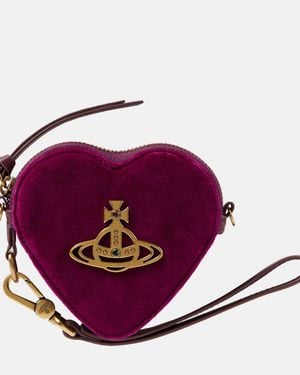 Vivienne Westwood Heart Velvet Coin Purse With Strap - Purple