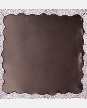Magda Butrym Lace-Trimmed Silk Satin Scarf - Brown