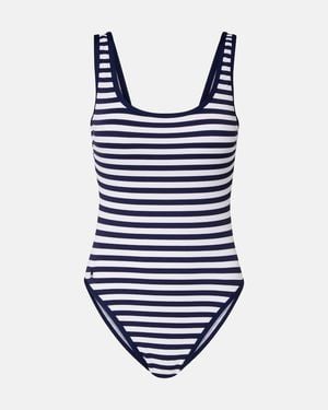 Polo Ralph Lauren Scoop Tank Striped Swimsuit - Blue