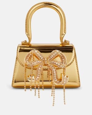 Self-Portrait The Bow Micro Mirrored Leather Tote Bag - Metallic