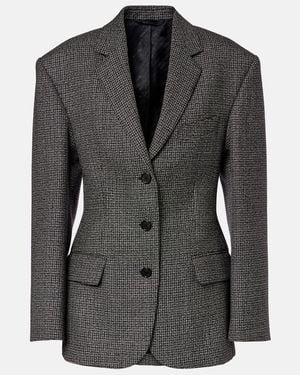 Acne Studios Houndstooth Wool Suit Jacket - Black