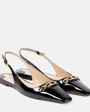 Tom Ford Whitney Patent Leather Slingback Flats - Black