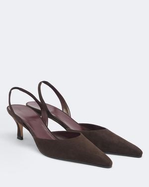 The Row Inez Suede Slingback Court Shoes - Brown