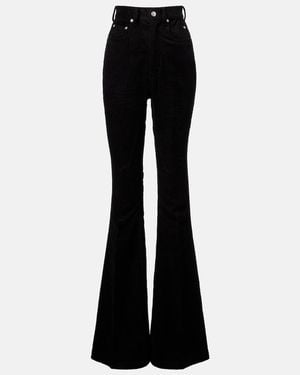Rick Owens Bolan Cotton And Linen Corduroy Flared Trousers - Black