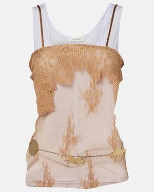 JACQUES WEI Layered Jersey And Lace Top - Purple