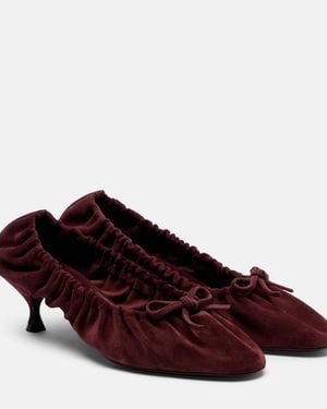 Herbert Levine Gather Around Ruched Suede Court Shoes - Brown
