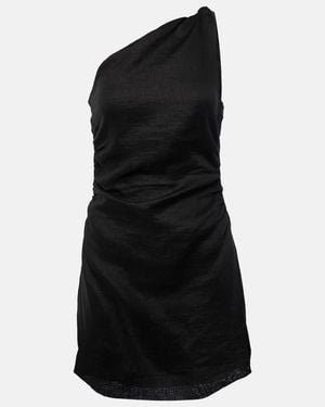 Faithfull the Brand Marga Gathered Linen Minidress - Black