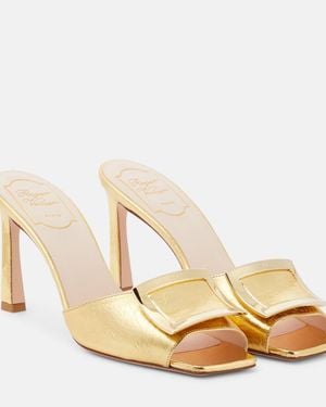 Roger Vivier Trumpet Metallic Leather Mules - Natural