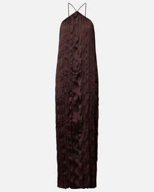 STAUD Akari Plisse Halterneck Maxi Dress - Purple